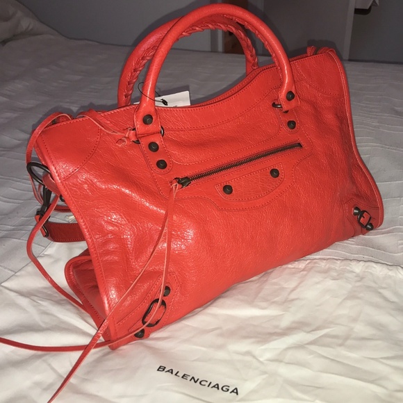 red balenciaga bag